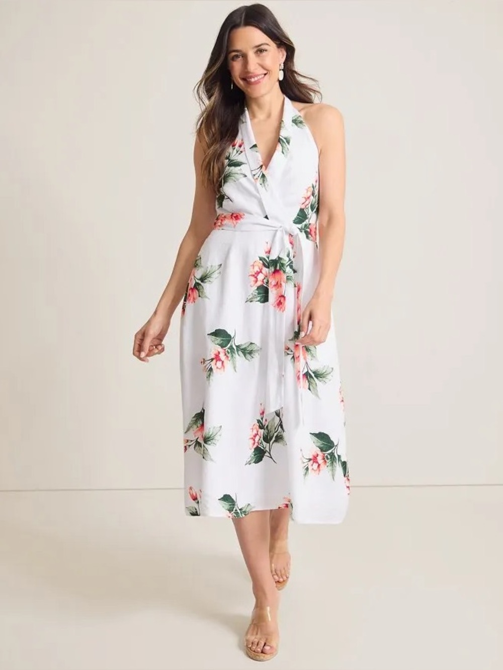 Tommy Bahama Coastalina Linen Florentina Flourish Midi Dress Halter
